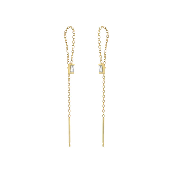 ZOE CHICCO 14k Gold Baguette Diamond Earrings - Picture 1 of 10